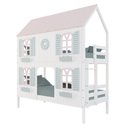 Ver imagem 2 de Beliche Casinha Bela com Coração 4 Janelas Venezianas - Madeira Maciça Branco/Rosa/Verde |