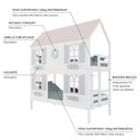 Ver imagem 6 de Beliche Casinha Bela com Coração 4 Janelas Venezianas - Madeira Maciça Branco/Rosa/Verde |