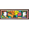 Quadro releitura Romero Britto - The Hug (o Abraço) com Moldura - Marrom - 1
