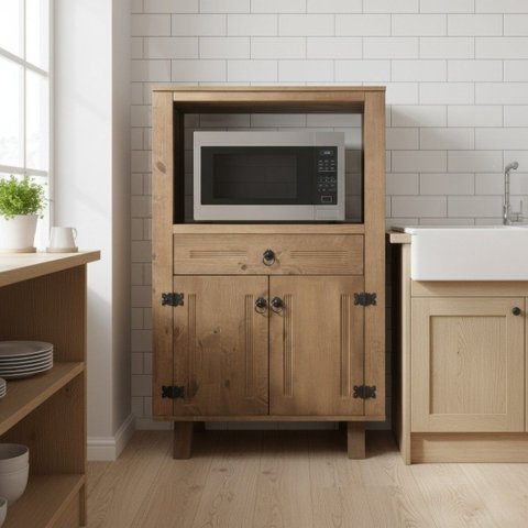 Balcão Forno Rústico Torre Quente Madeira Tratada 74cm Carvalho