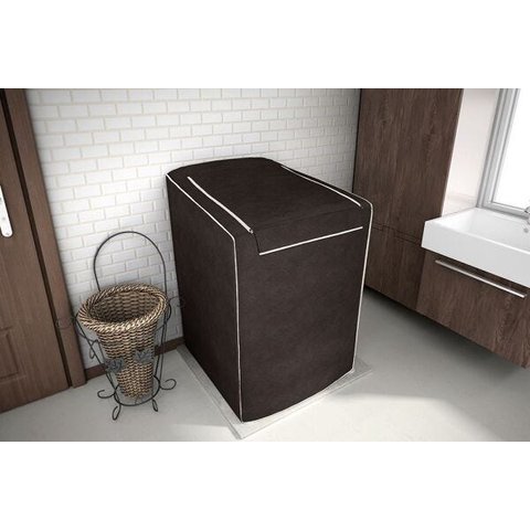 Capa para Máquina de Lavar Roupas - com Zíper - 7Kg A 9Kg - Café - Adomes