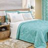 Kit Cobre Leito Casal Super King Vila Real Renda Percal 200 Fios 3 Peças - Azul Tifani - 1