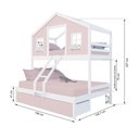 Ver imagem 3 de Beliche Casal/ Solteiro Casinha Sonhos com 02 Gavetas Rosa Madeira Maciça Rosa/ Branco Housin