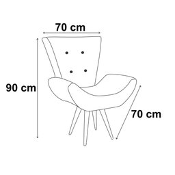 Kit 2 Poltronas Decorativa Emilia Suede Bege Pés Madeira Mz Decor - 3