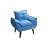 Poltrona/cadeira Decorativa Glamour Opala com Pés Quadrado Azul Linho - 1
