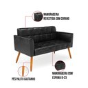 Ver imagem 6 de Kit 1 Sofá Namoradeira e 1 Poltrona Elisa Corano Pés Palito Castanho - D'Rossi Cor Preto