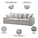 Ver imagem 3 de Sofá 3 Lugares para Sala Living 220cm Dalton L08 Linho Mescla - Mpozenato