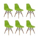 Ver imagem 1 de Kit 6 Cadeiras Charles Eames Eiffel Wood Base Madeira - Verde