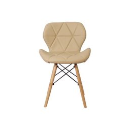Kit 4 Cadeiras Charles Eames Eiffel Slim Wood Estofada - Nude - 3 Kit 4 Cadeiras Charles Eames Eiffel Slim Wood Estofada - Nude - 3