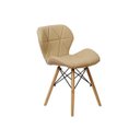 Ver imagem 2 de Kit 4 Cadeiras Charles Eames Eiffel Slim Wood Estofada - Nude