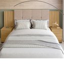 Ver imagem 3 de Cabeceira Casal Extensível com 2 Mesas de Apoio Ripado e Estofado Cinamomo Suíça - Rv Móveis