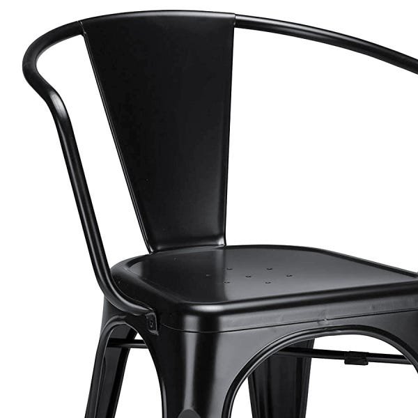 Cadeira Iron Tolix com Braços - Industrial - Aço - Vintage - Preto - 4
