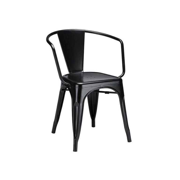 Cadeira Iron Tolix com Braços - Industrial - Aço - Vintage - Preto