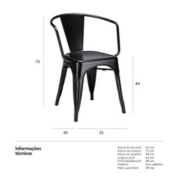 Cadeira Iron Tolix com Braços - Industrial - Aço - Vintage - Preto - 7
