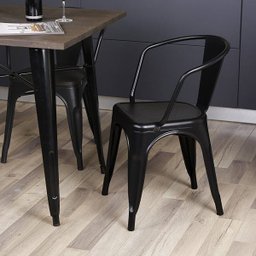 Cadeira Iron Tolix com Braços - Industrial - Aço - Vintage - Preto - 6