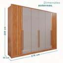 Ver imagem 3 de Guarda-Roupa 6 Portas 6 Gavetas Anápolis Plus Ripado 100% MDF Laranja/Cinamomo/Off-White
