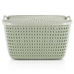 Cesto Organizador Multiuso Grande com Tampa e Alça para o Carregamento Textura Rattan Jacki Design V - 2 Cesto Organizador Multiuso Grande com Tampa e Alça para o Carregamento Textura Rattan Jacki Design V - 2