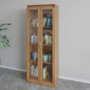 Ver imagem 4 de Estante Armário Alta Livreiro Multiuso Office 2 Portas Vidro Amêndoa