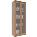 Ver imagem 1 de Estante Armário Alta Livreiro Multiuso Office 2 Portas Vidro Amêndoa