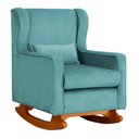 Ver imagem 2 de Poltrona Amamentação Balanço Aurora Veludo Azul Turquesa - Lm Decor