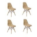 Ver imagem 1 de Kit 4 Cadeiras Dkr Charles Eames Wood Estofada Botonê - Nude