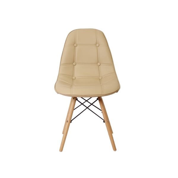 Kit 4 Cadeiras Dkr Charles Eames Wood Estofada Botonê - Nude - 3