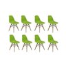 Kit 8 Cadeiras Charles Eames Eiffel Wood Base Madeira - Verde - 1