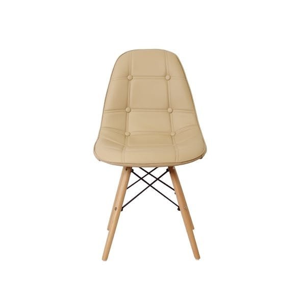 Kit 2 Cadeiras Dkr Charles Eames Wood Estofada Botonê - Nude - 3