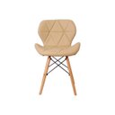 Ver imagem 3 de Kit 2 Cadeiras Charles Eames Eiffel Slim Wood Estofada - Nude