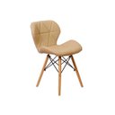 Ver imagem 2 de Kit 2 Cadeiras Charles Eames Eiffel Slim Wood Estofada - Nude