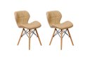 Ver imagem 1 de Kit 2 Cadeiras Charles Eames Eiffel Slim Wood Estofada - Nude