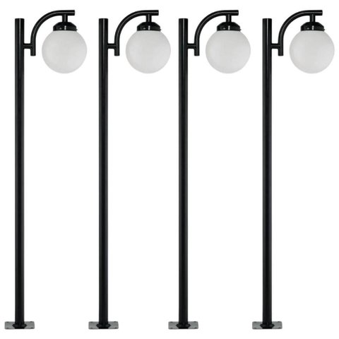 Jogo 4 Postes Luminárias Preto Alumínio sem Globo 2m Global Dital Praça Jardim