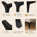 Ver imagem 5 de Kit com 4 Pés de Aço para Móveis, Cama, Sofás Suporta 200kg Acabamento Anti Ferrugem Preto Lh Móveis