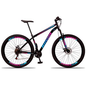 Bicicleta Aro 29 Suspensão Dianteira Bike Aço 21 Marchas Freio a Disco:azul e Rosa