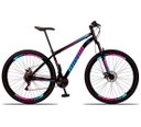 Ver imagem 1 de Bicicleta Aro 29 Suspensão Dianteira Bike Aço 21 Marchas Freio a Disco:azul e Rosa