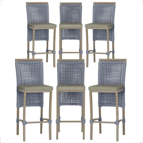 6 Banqueta em Alumínio Roma Fendi Corda Náutica Tecido 8
