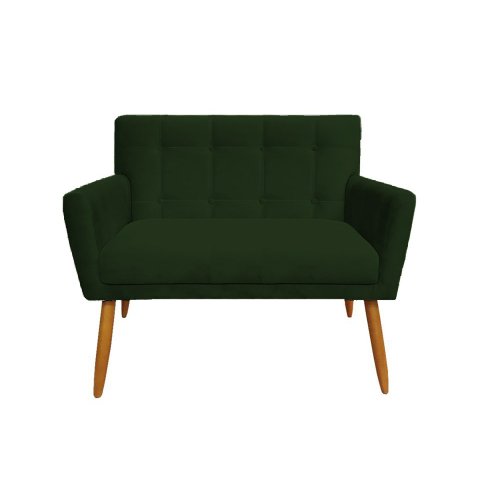 Namoradeira Decorativa Onix Suede Verde 2 Lugares Pés Madeira Mz Decor