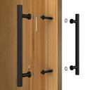 Ver imagem 2 de Puxador para Porta 40cm Redondo para Vidro e Madeira Aço Inox 304 Preto Fosco Pivotante Brinovar