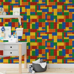 Papel de Parede Adesivo Brinquedo Bloco Montar Colorido 3m - 3