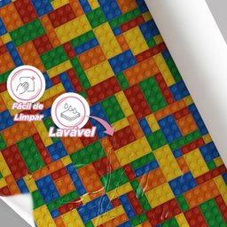 Papel de Parede Adesivo Brinquedo Bloco Montar Colorido 3m - 2