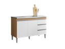Ver imagem 3 de Balcão Gabinete P/ Pia Andreia sem Tampo 120 Cm Ajl Móveis - Amêndoa e Branco