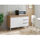 Ver imagem 1 de Balcão Gabinete P/ Pia Andreia sem Tampo 120 Cm Ajl Móveis - Amêndoa e Branco