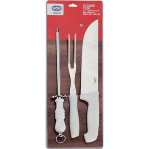 Kit do Assador Faca Garfo e Chaira MOR