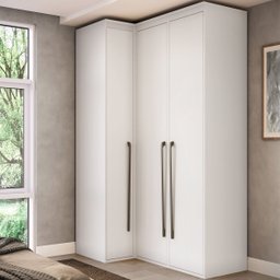 Guarda Roupa de Canto Reto 3 Portas MDF Lotus Belmax:Branco - 2