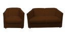 Ver imagem 1 de Kit Namoradeira + 1 Poltrona Decorativa Biane Suede Marrom Pés Cromado Ms Decor