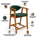 Ver imagem 7 de Kit 05 Banquetas Baixa Cozinha Bancada Cecília L02 Couríssimo Verde Musgo Lyam Decor