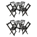 Ver imagem 1 de Kit 2 Conjuntos Mesa Dobrável Madeira 70x70 com 4 Cadeiras Personalizada Jack Preta - Tarimatã