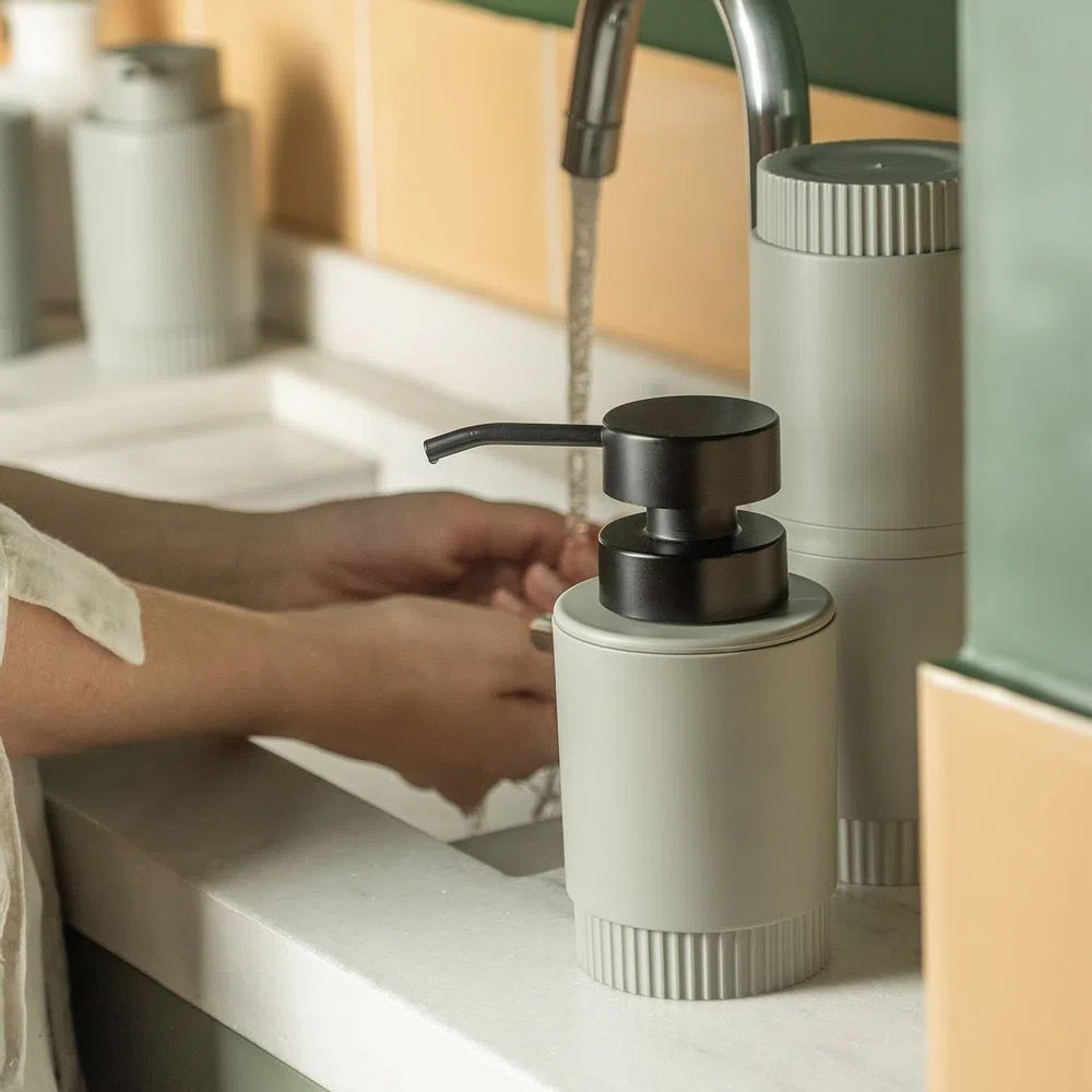 Dispenser Porta Sabonete Líquido Saboneteira com Válvula Ou:Bege - 5