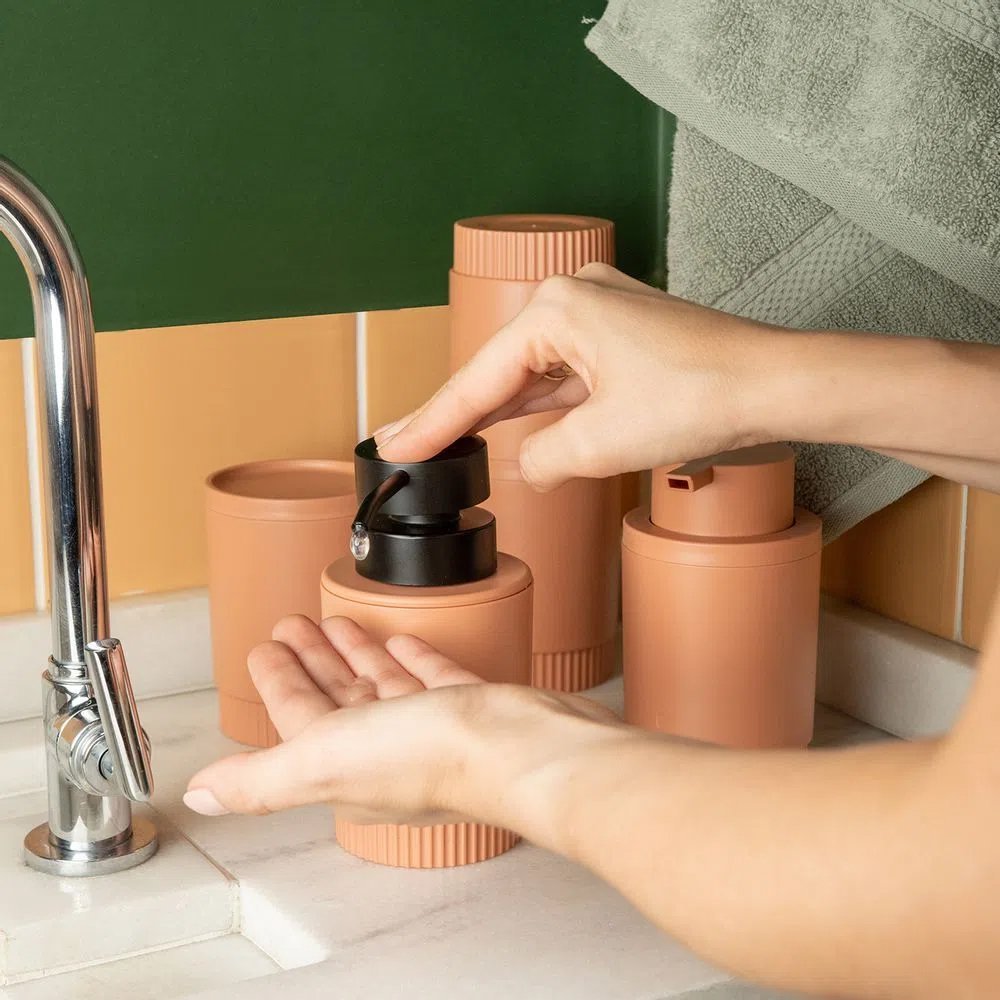 Dispenser Porta Sabonete Líquido Saboneteira com Válvula Ou:Bege - 3
