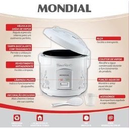 Panela Eletrica ARROZ Mondial 10 Xicaras 700W - PE-10 - Branco - BRANCO - 3